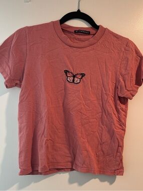 Brandy Melville Dusty Rose Butterfly Tee